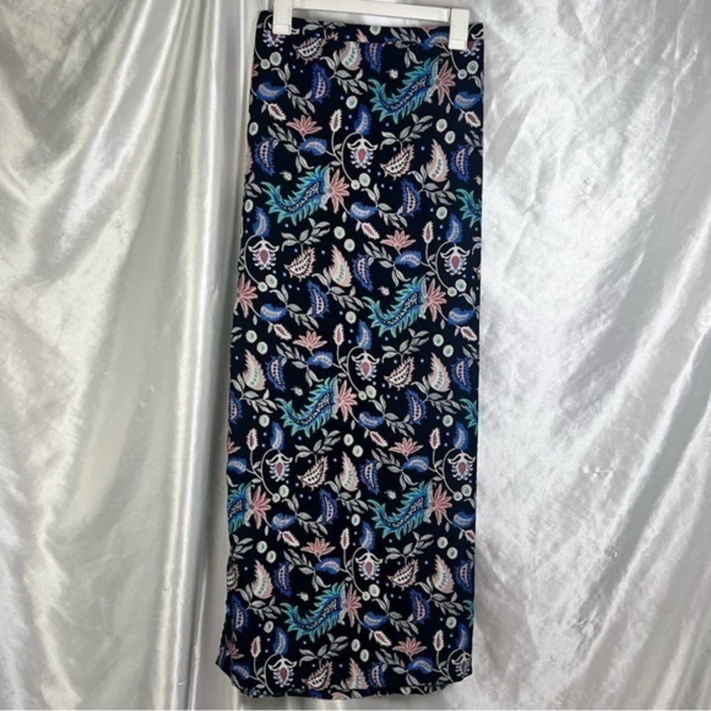 Harmony + Havoc Dark Boho Black Floral Paisley Maxi Skirt w/ Slit – Size Large